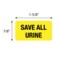 Nevs Label, Save All Urine 7/8" x 1-5/8" Yellow w/Black VW-0041 - alternate 2